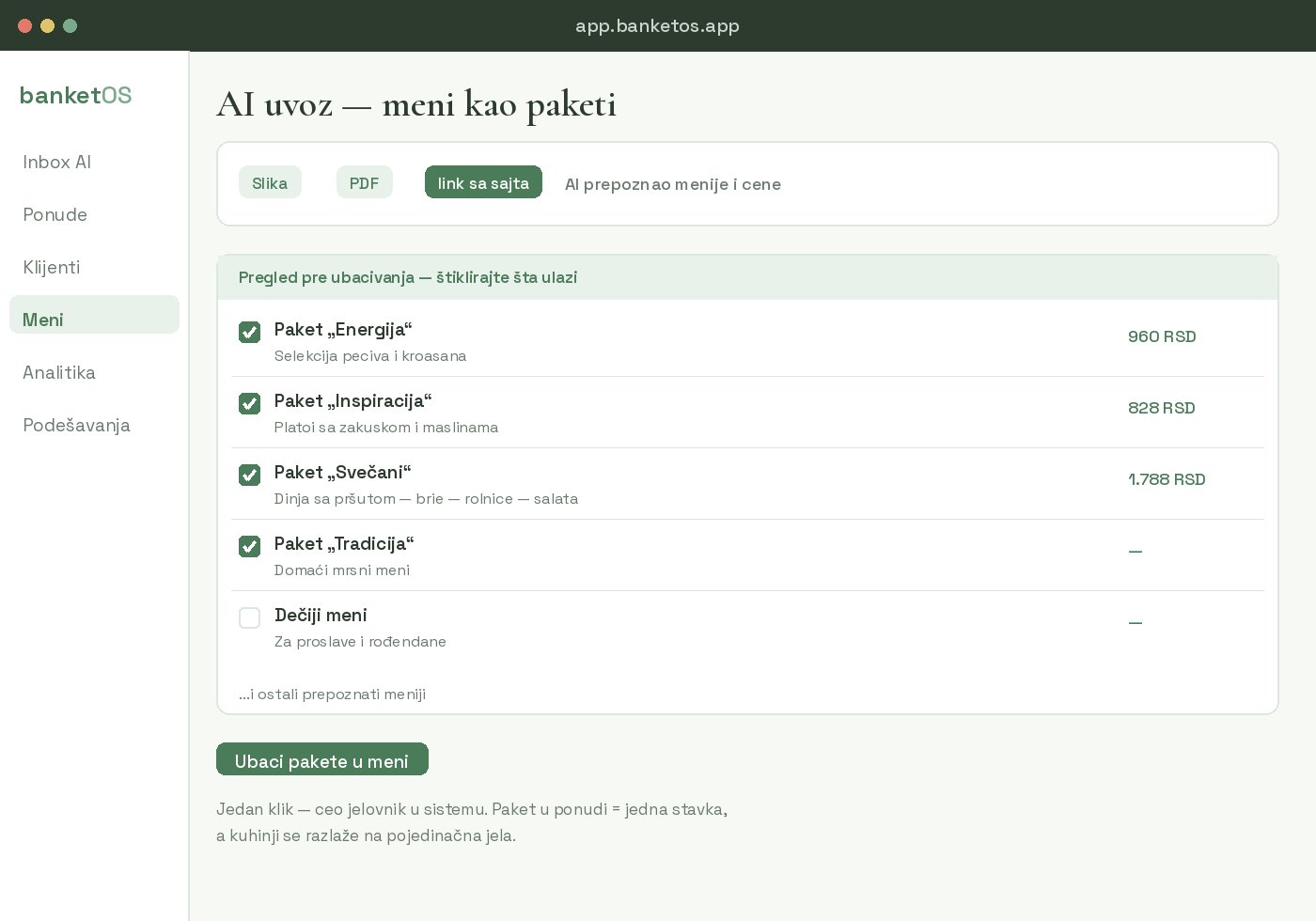 AI uvoz menija kao paketa